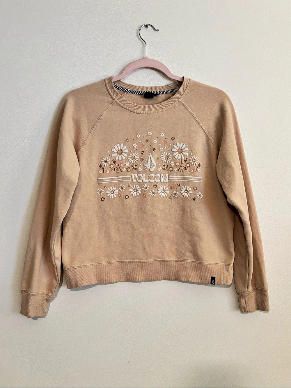 Kids Volcom Floral Graphic Sweatshirt in tan XL
